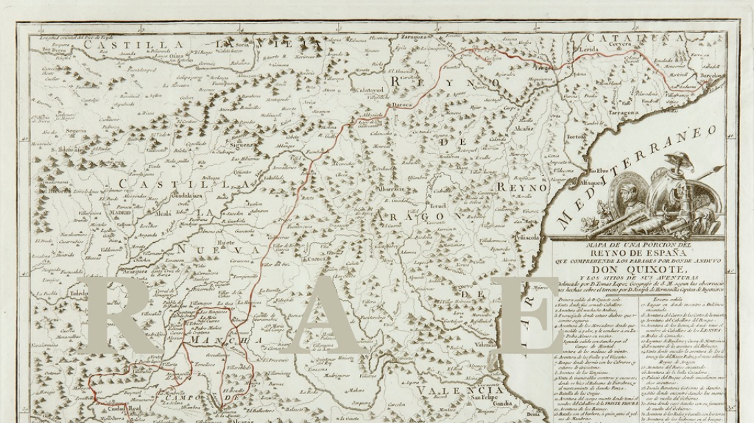 Mapa de una porción del reino de España que comprende los parajes por donde anduvo don Quijote
